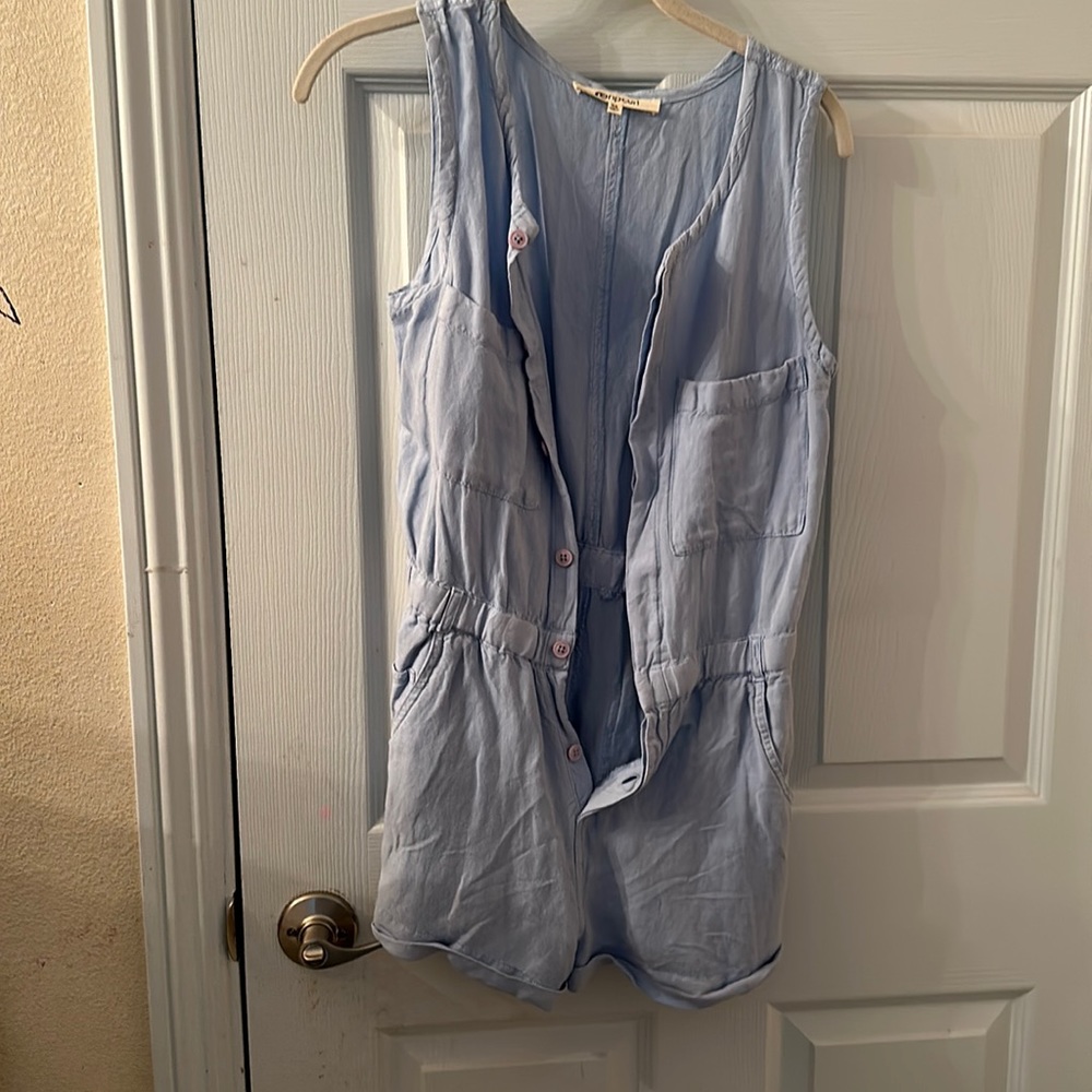 Light Blue Women's Sleeveless Romper Shorts